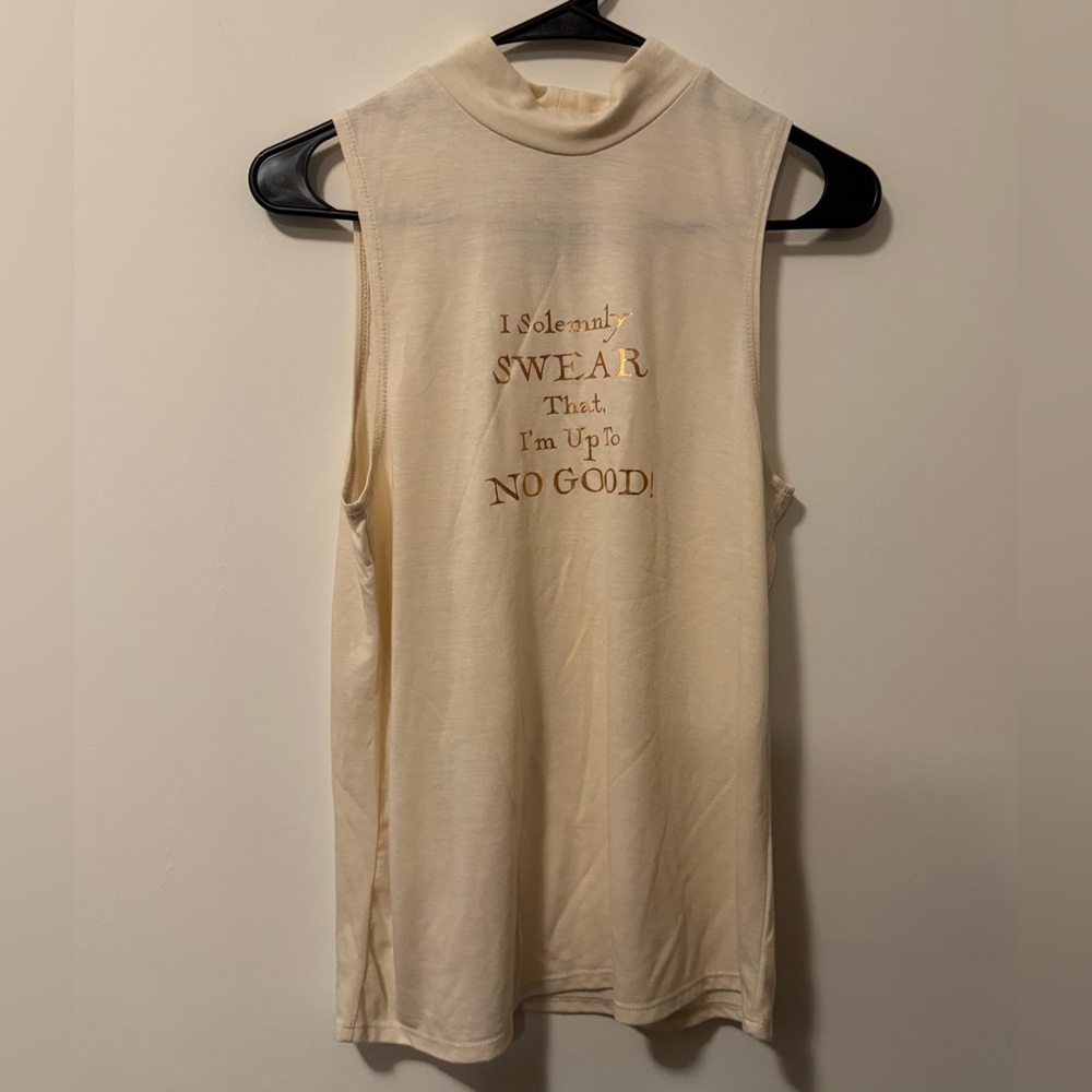 Wizarding world of Harry Potter Cream Muscle Tee with Gold Text women’s medium